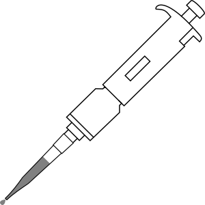 Micropipette p5000 with tip filled dropping 20ul - 200ul- cartoon 