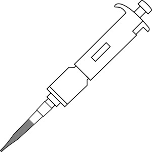 Micropipette p5000 with tip filled 20ul - 200ul- cartoon 