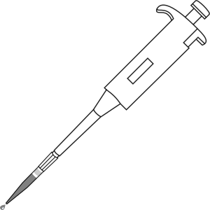 Micropipette P20 with tip with filter filled dropping 20ul - 200ul- Line Art 